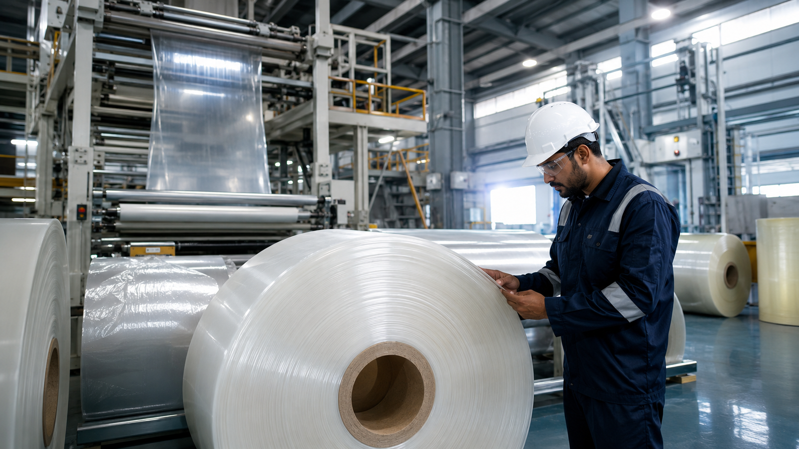 Industrial rolls of packaging film